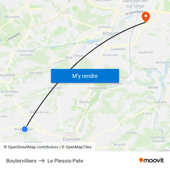 Boutervilliers to Le Plessis-Pate map