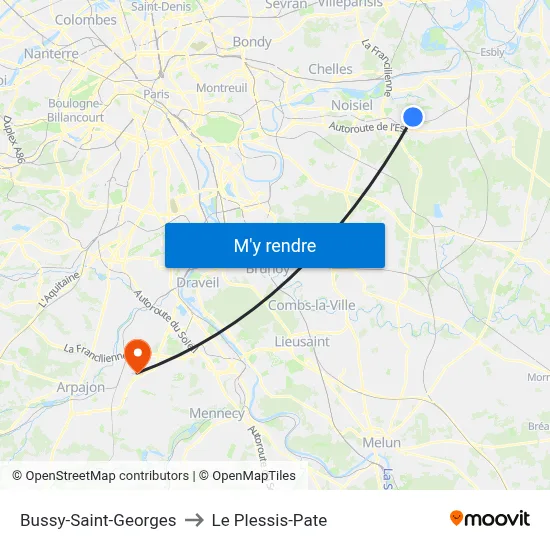 Bussy-Saint-Georges to Le Plessis-Pate map