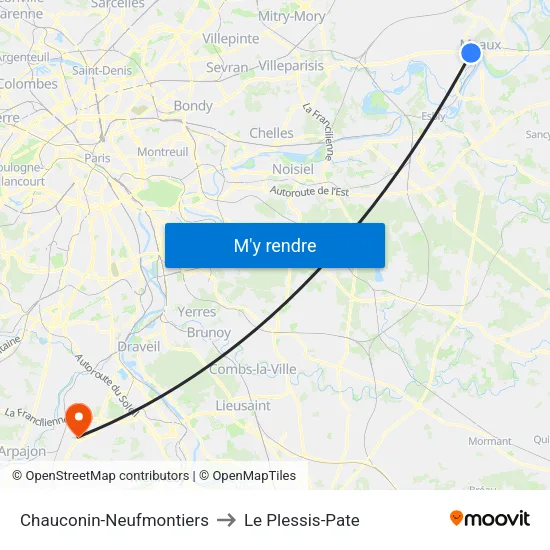 Chauconin-Neufmontiers to Le Plessis-Pate map