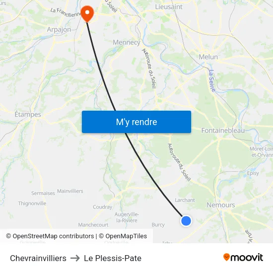 Chevrainvilliers to Le Plessis-Pate map
