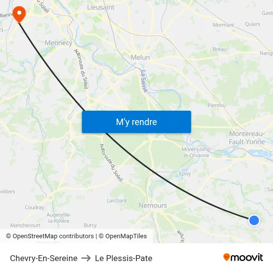 Chevry-En-Sereine to Le Plessis-Pate map