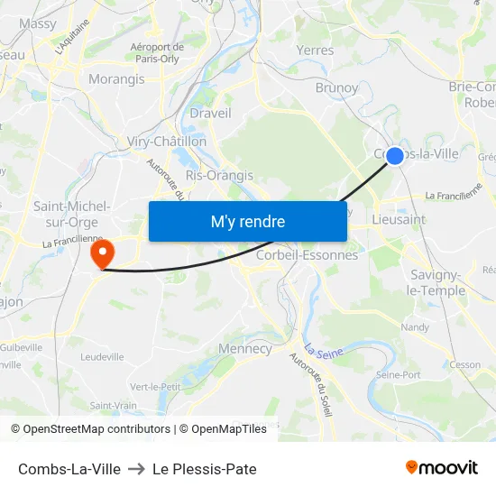 Combs-La-Ville to Le Plessis-Pate map
