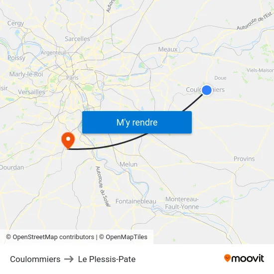 Coulommiers to Le Plessis-Pate map