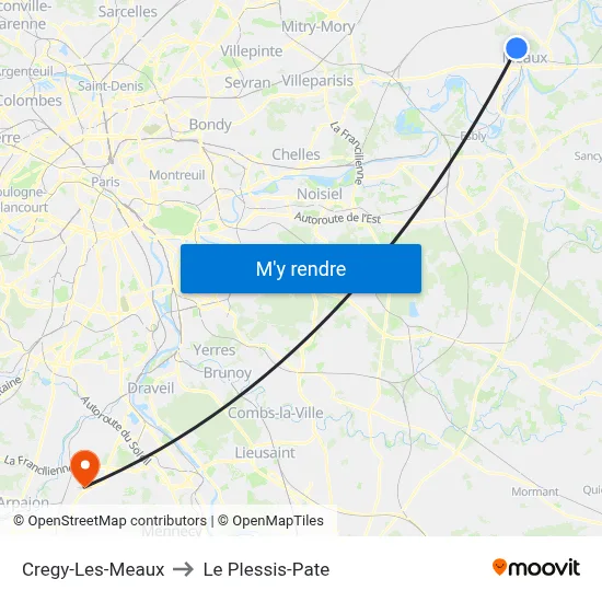 Cregy-Les-Meaux to Le Plessis-Pate map