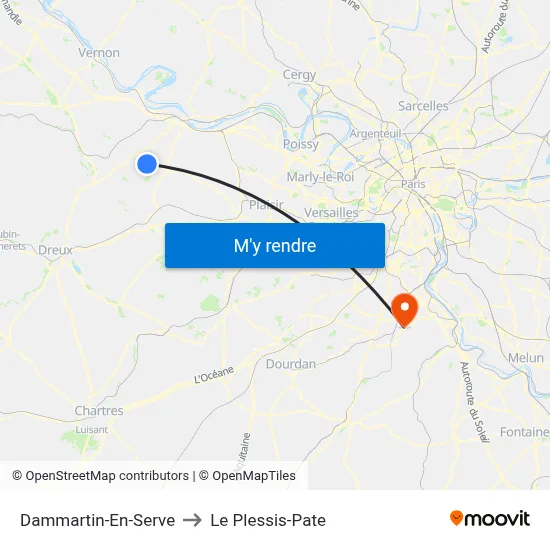 Dammartin-En-Serve to Le Plessis-Pate map