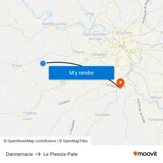 Dannemarie to Le Plessis-Pate map