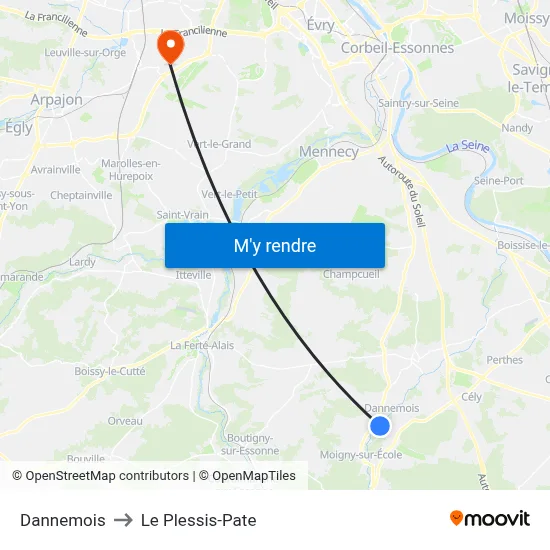 Dannemois to Le Plessis-Pate map