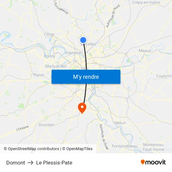 Domont to Le Plessis-Pate map