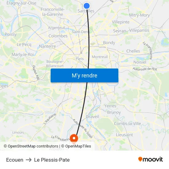 Ecouen to Le Plessis-Pate map