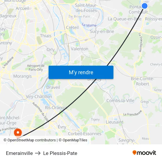 Emerainville to Le Plessis-Pate map