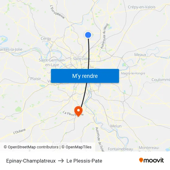 Epinay-Champlatreux to Le Plessis-Pate map