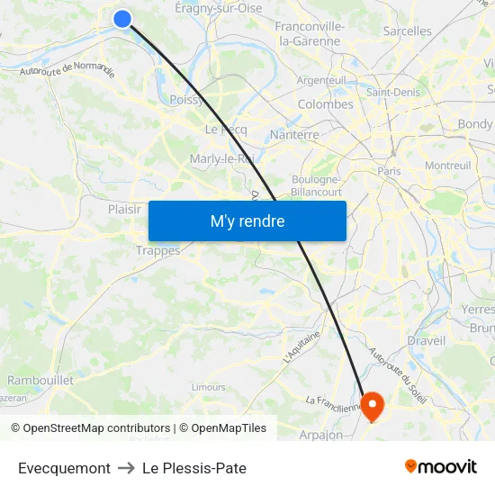 Evecquemont to Le Plessis-Pate map