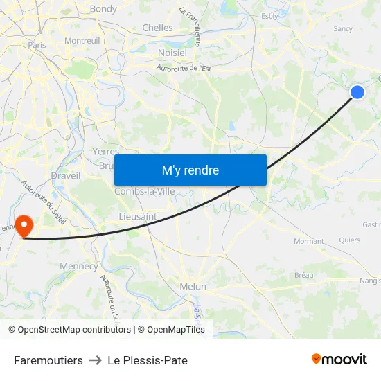 Faremoutiers to Le Plessis-Pate map