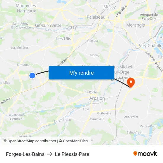 Forges-Les-Bains to Le Plessis-Pate map