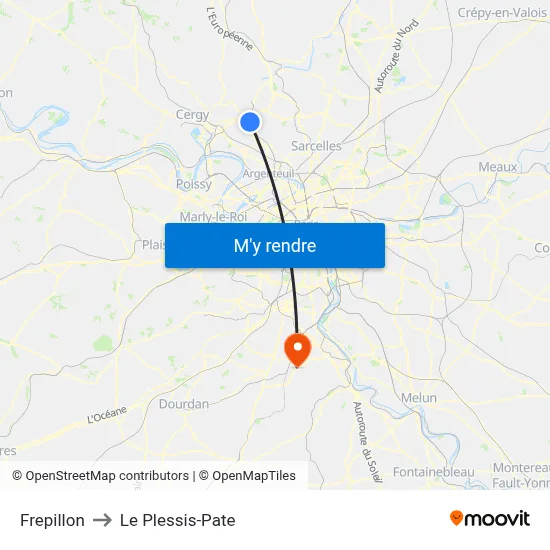 Frepillon to Le Plessis-Pate map