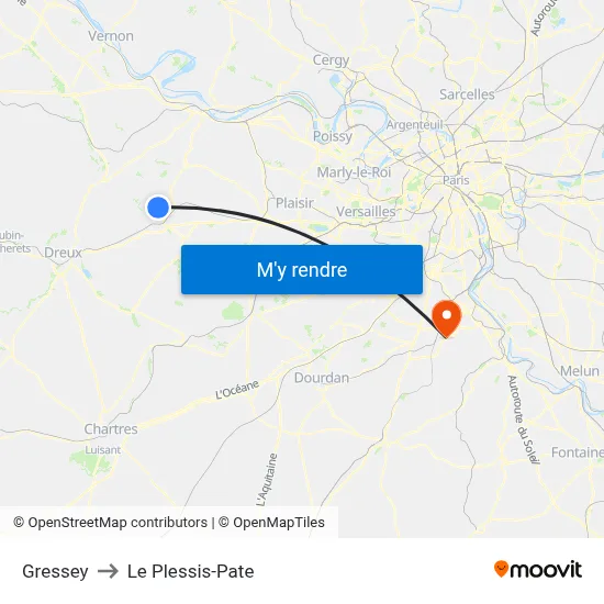 Gressey to Le Plessis-Pate map
