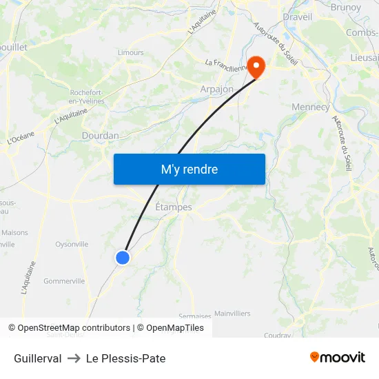 Guillerval to Le Plessis-Pate map