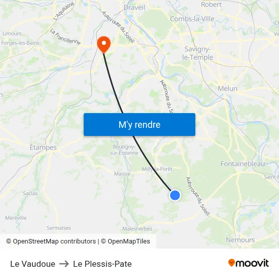 Le Vaudoue to Le Plessis-Pate map