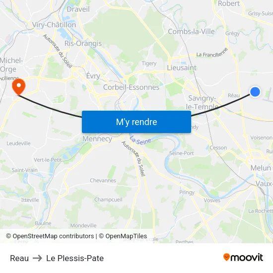Reau to Le Plessis-Pate map