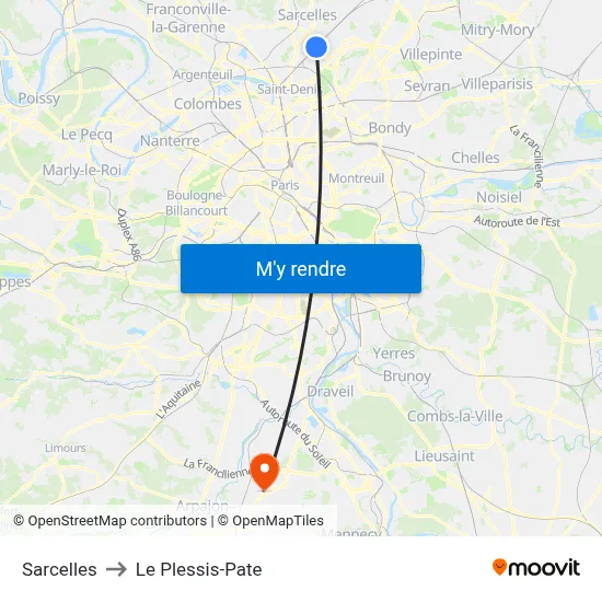 Sarcelles to Le Plessis-Pate map