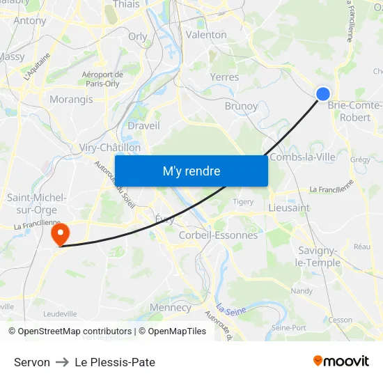 Servon to Le Plessis-Pate map
