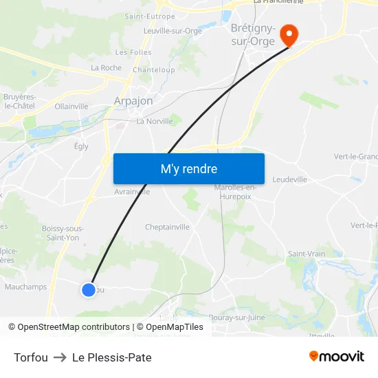 Torfou to Le Plessis-Pate map