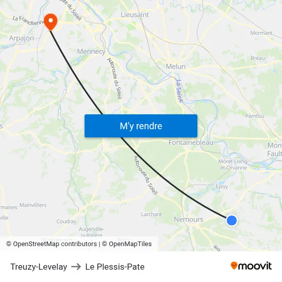 Treuzy-Levelay to Le Plessis-Pate map