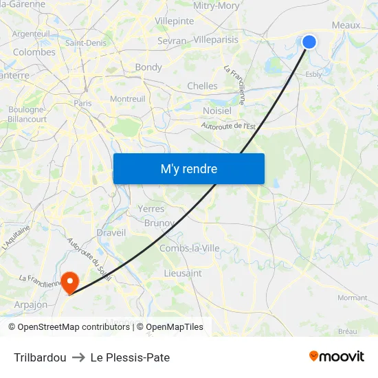 Trilbardou to Le Plessis-Pate map
