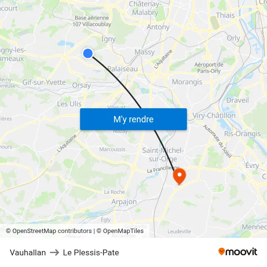 Vauhallan to Le Plessis-Pate map