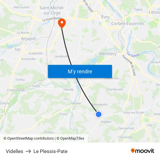 Videlles to Le Plessis-Pate map