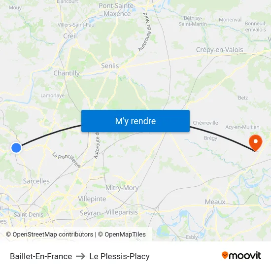 Baillet-En-France to Le Plessis-Placy map