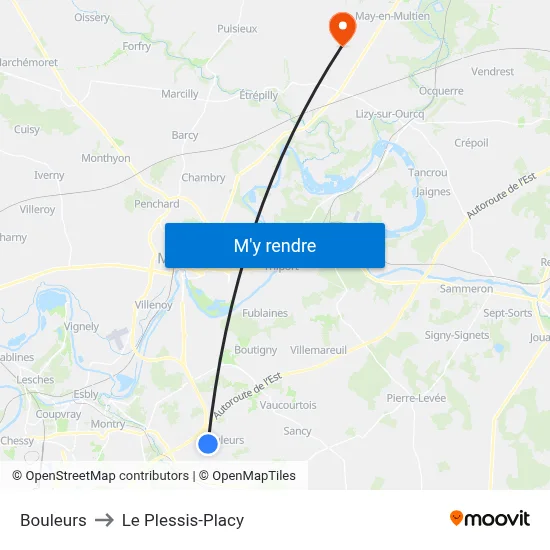 Bouleurs to Le Plessis-Placy map