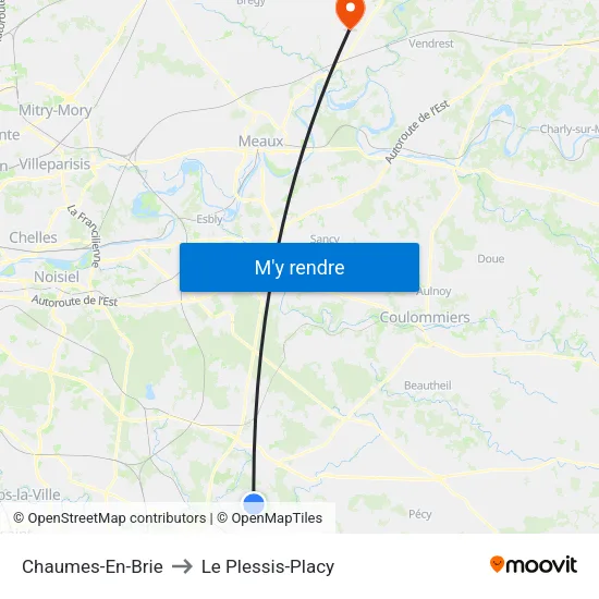 Chaumes-En-Brie to Le Plessis-Placy map