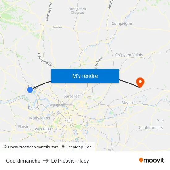 Courdimanche to Le Plessis-Placy map