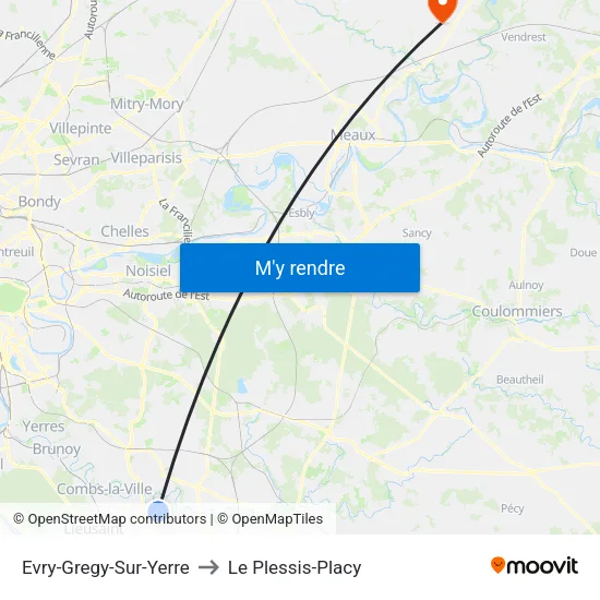 Evry-Gregy-Sur-Yerre to Le Plessis-Placy map