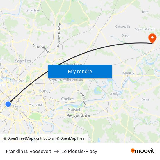 Franklin D. Roosevelt to Le Plessis-Placy map