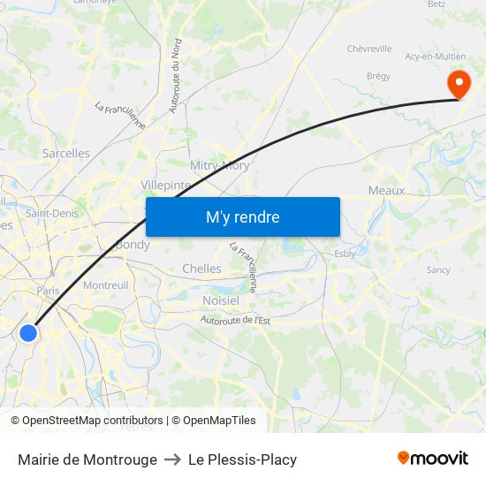 Mairie de Montrouge to Le Plessis-Placy map