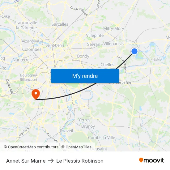 Annet-Sur-Marne to Le Plessis-Robinson map
