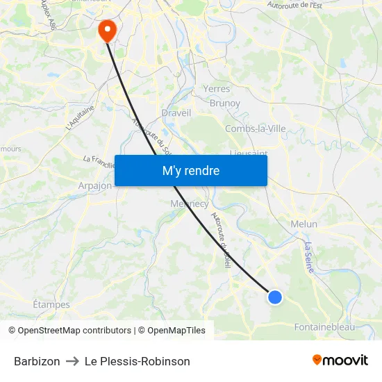 Barbizon to Le Plessis-Robinson map