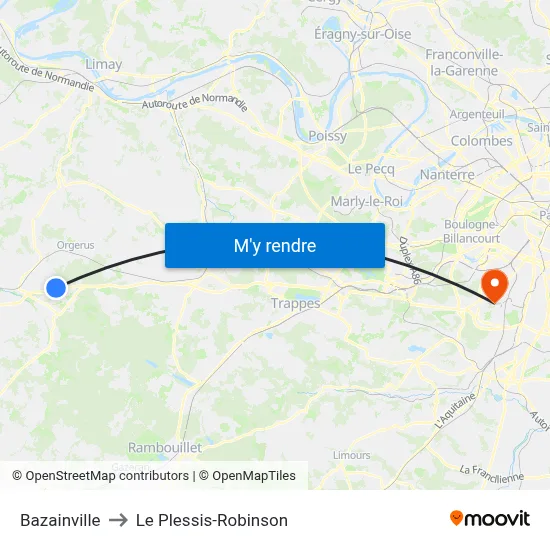 Bazainville to Le Plessis-Robinson map