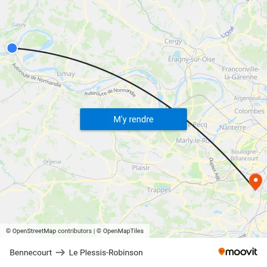 Bennecourt to Le Plessis-Robinson map
