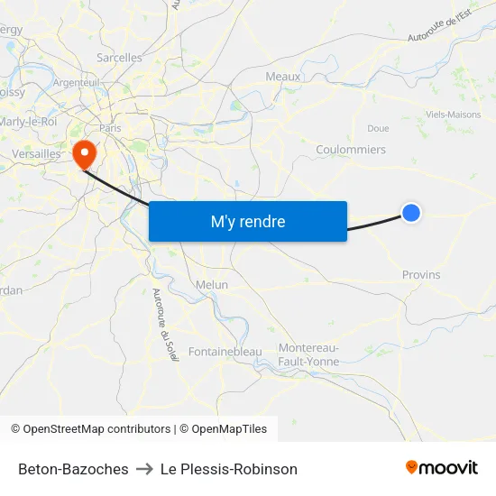 Beton-Bazoches to Le Plessis-Robinson map