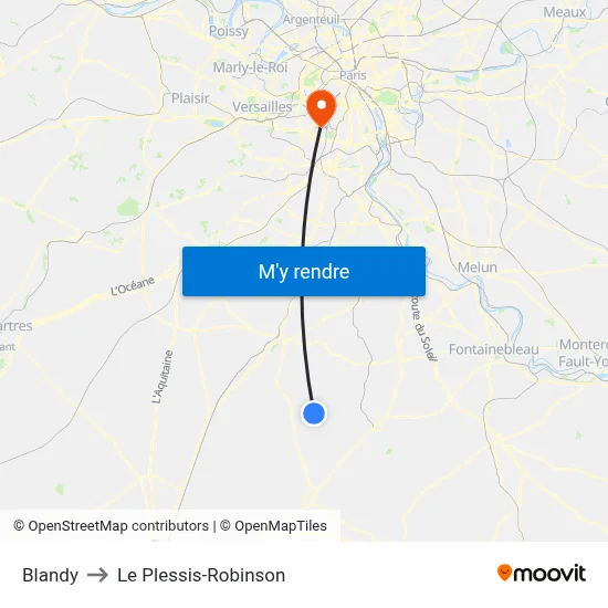 Blandy to Le Plessis-Robinson map