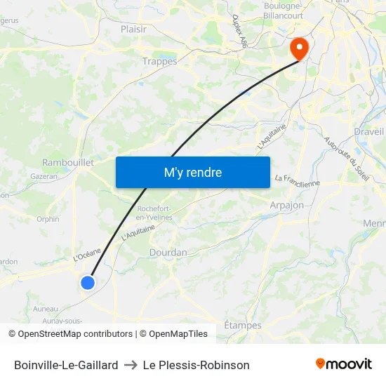 Boinville-Le-Gaillard to Le Plessis-Robinson map