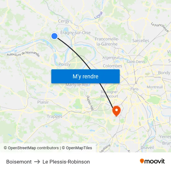 Boisemont to Le Plessis-Robinson map