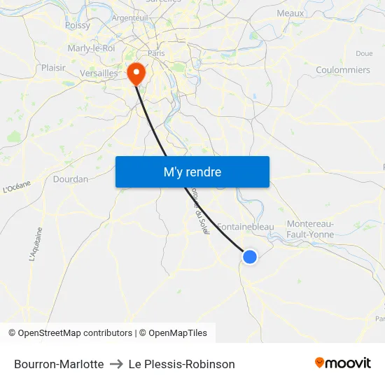 Bourron-Marlotte to Le Plessis-Robinson map