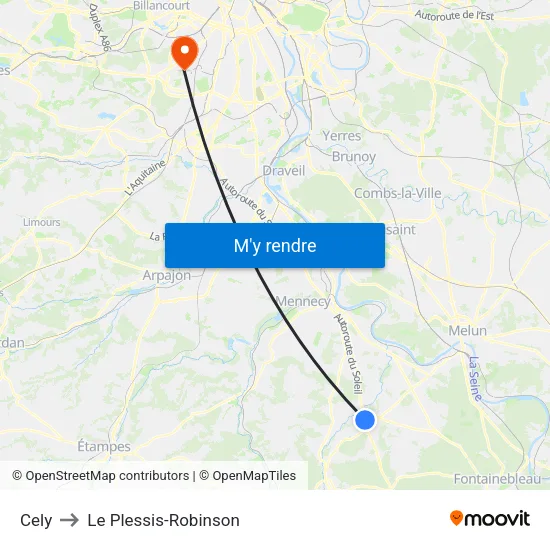 Cely to Le Plessis-Robinson map