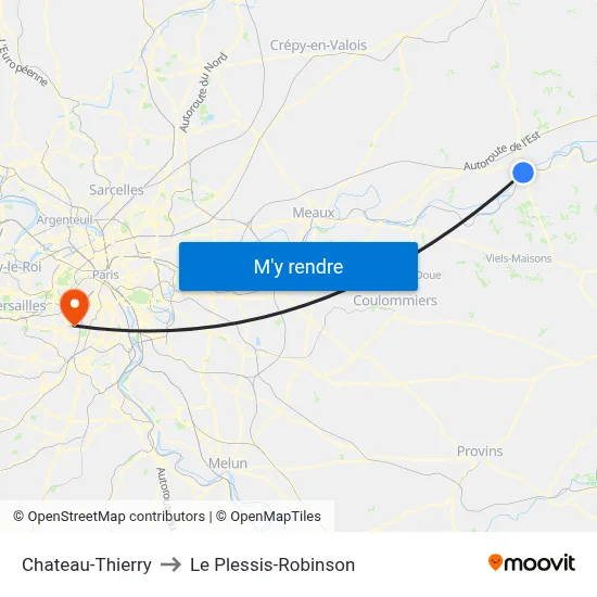 Chateau-Thierry to Le Plessis-Robinson map