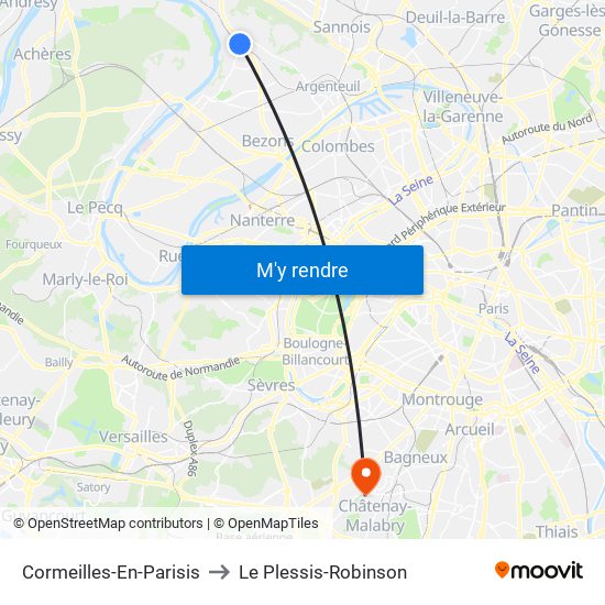 Cormeilles-En-Parisis to Le Plessis-Robinson map