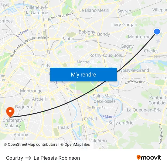 Courtry to Le Plessis-Robinson map